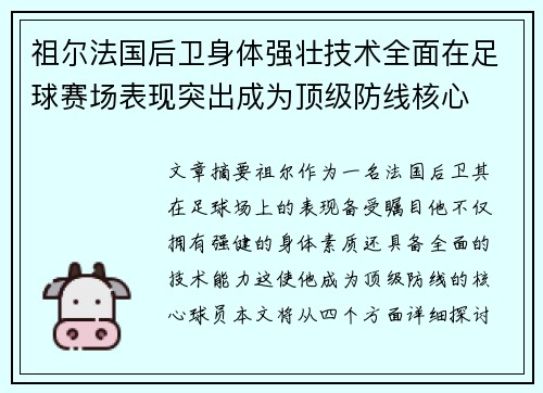 祖尔法国后卫身体强壮技术全面在足球赛场表现突出成为顶级防线核心